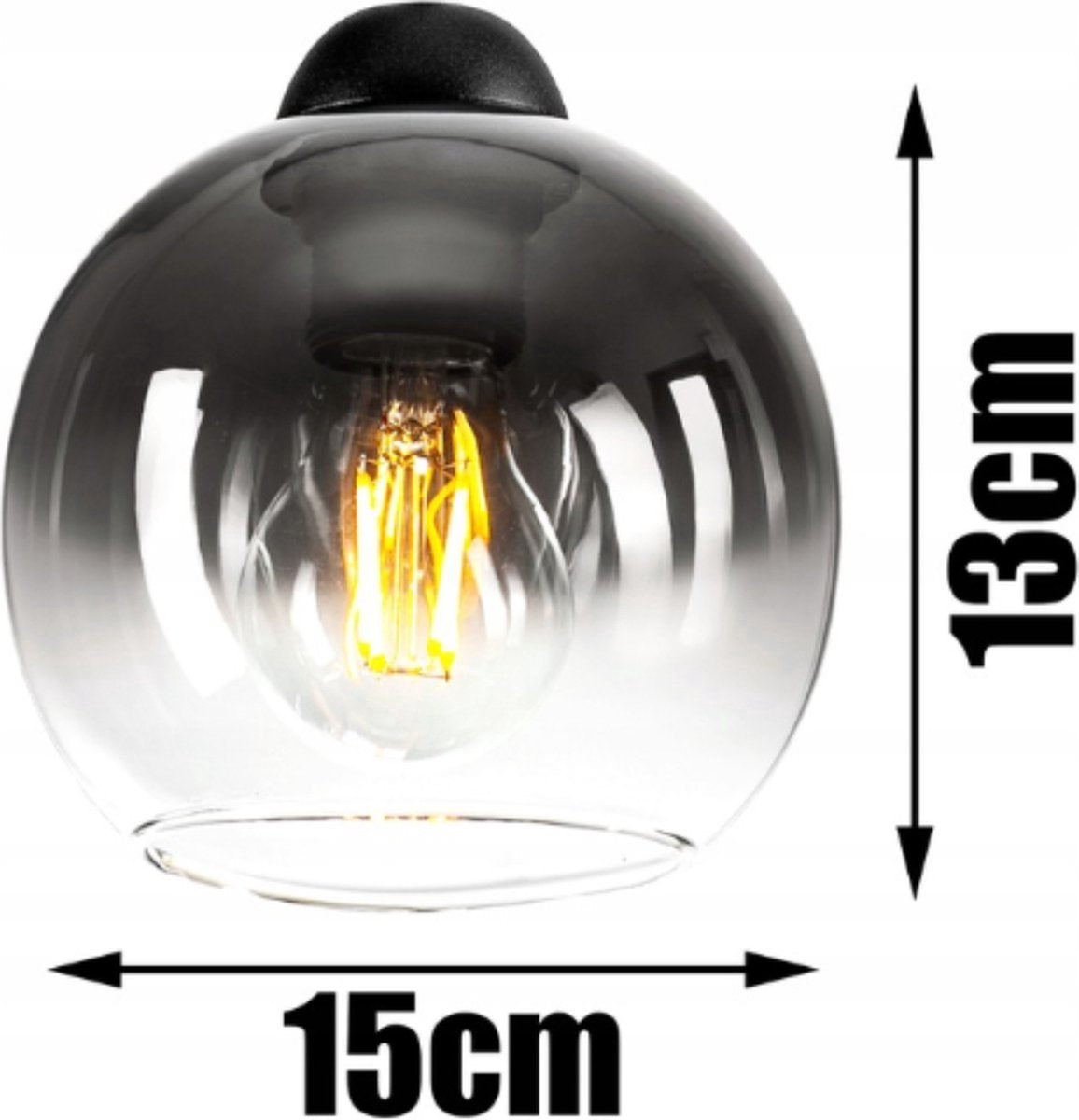 Industrial Pendant Lamp for Living Room, Dining Room - 4-light spheres - Smoke Graphite Glass