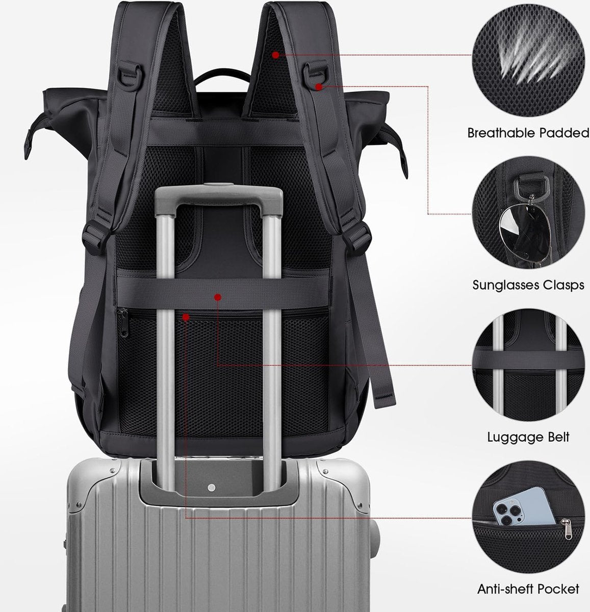 Backpack Waterproof and Durable - Laptop Compartment 17 inch with USB Charging Station - Anti-Theft - Travel Bag - School Backpack - Adjustable Backpack - Black
