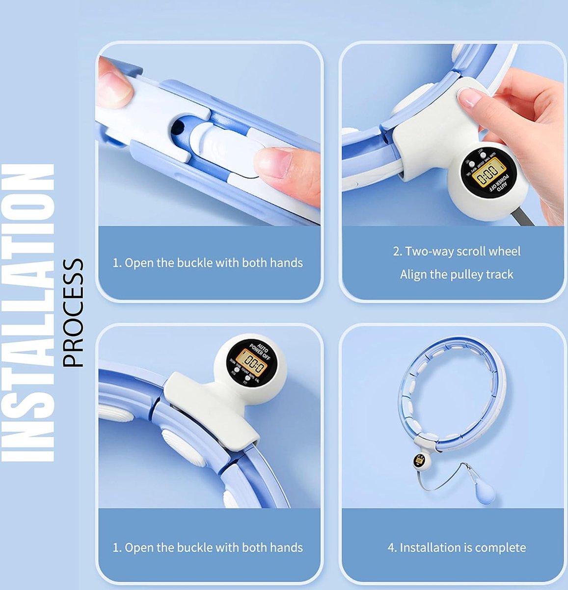 Smart hula hoop voor volwassenen, met teller, fitness hula hoop met gewichtsbal, stil en draaiend, voor training met plezier, hula hoop om af te vallen