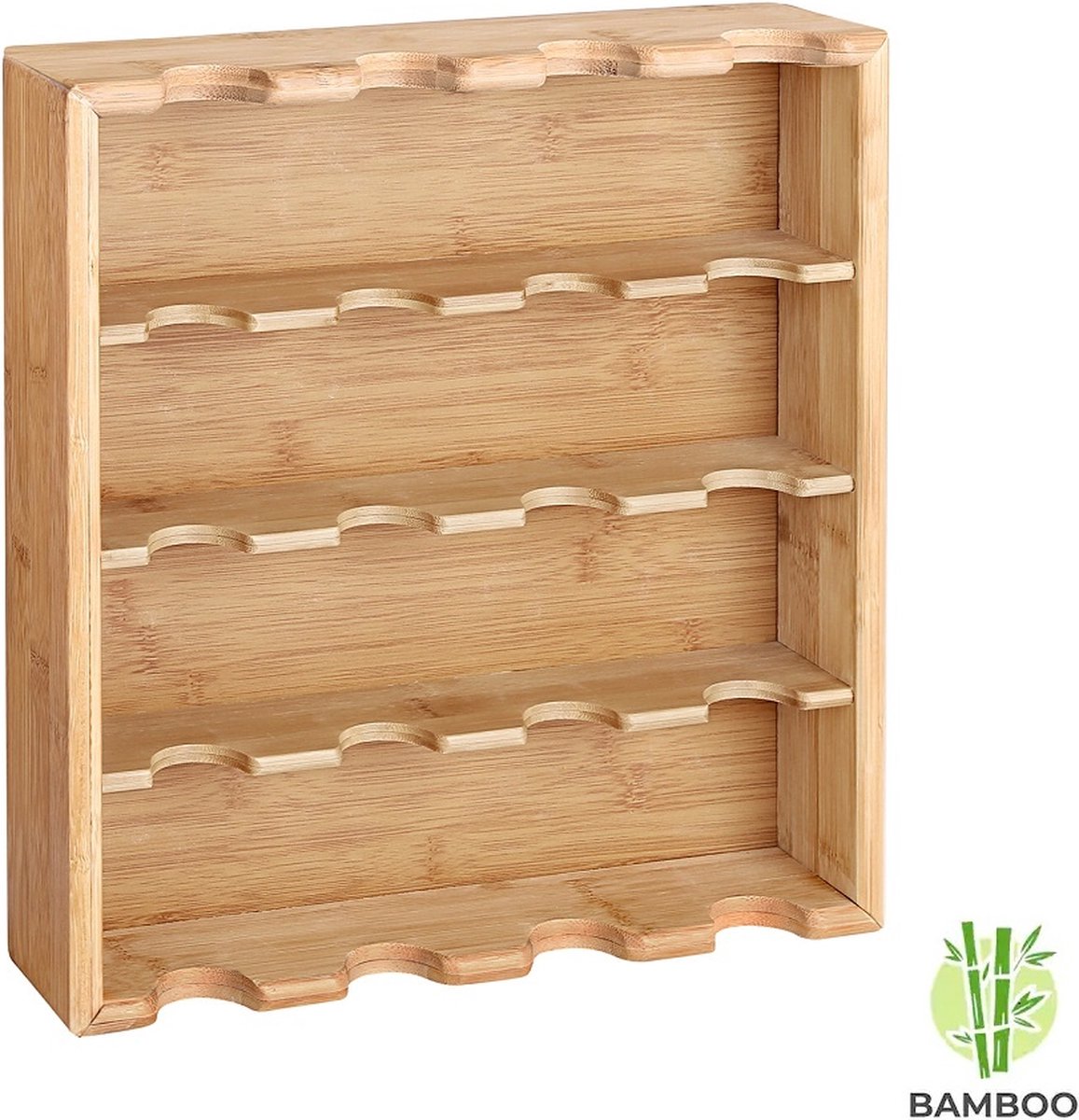 Decopatent® Ophangbaar kruidenrekje - Kruidenrek inclusief 16 kruidenpotjes - Bamboe Hout - 4 laags