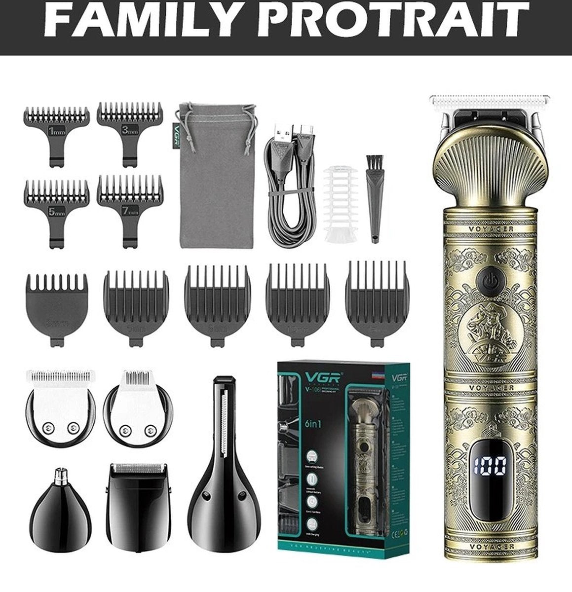 Bolmans - Tondeuse - Haartrimmer - Trimmer - Tondeuse Mannen - 6 in 1 - Tondeuse Hoofdhaar - Tondeuse Hond - Scheerapparaat - Met Display - USB C