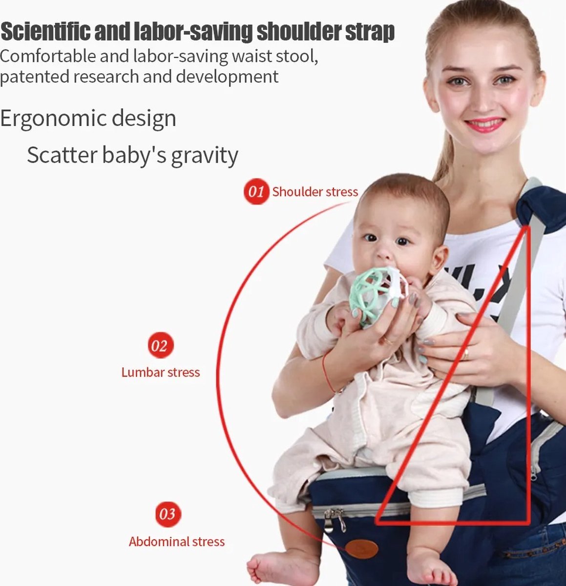 Baby Heupdrager met Extra Band en Nekband – Roze – Heupsteun voor Baby en Peuter – Draagtas met Veiligheidsband tegen Rugklachten – Kind Hip Seat Carrier – Ergonomisch – Veilig – Comfortabel – Ondersteuning voor Ouders – Praktisch