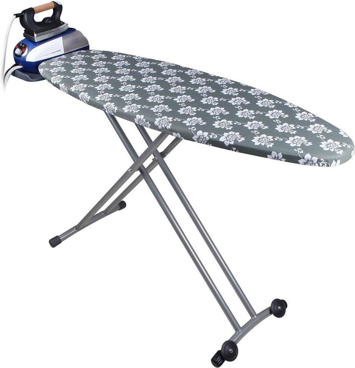 Foldable Ironing Board - Height adjustable up to 93 cm - 100% cotton cover - Power outlet ironing station