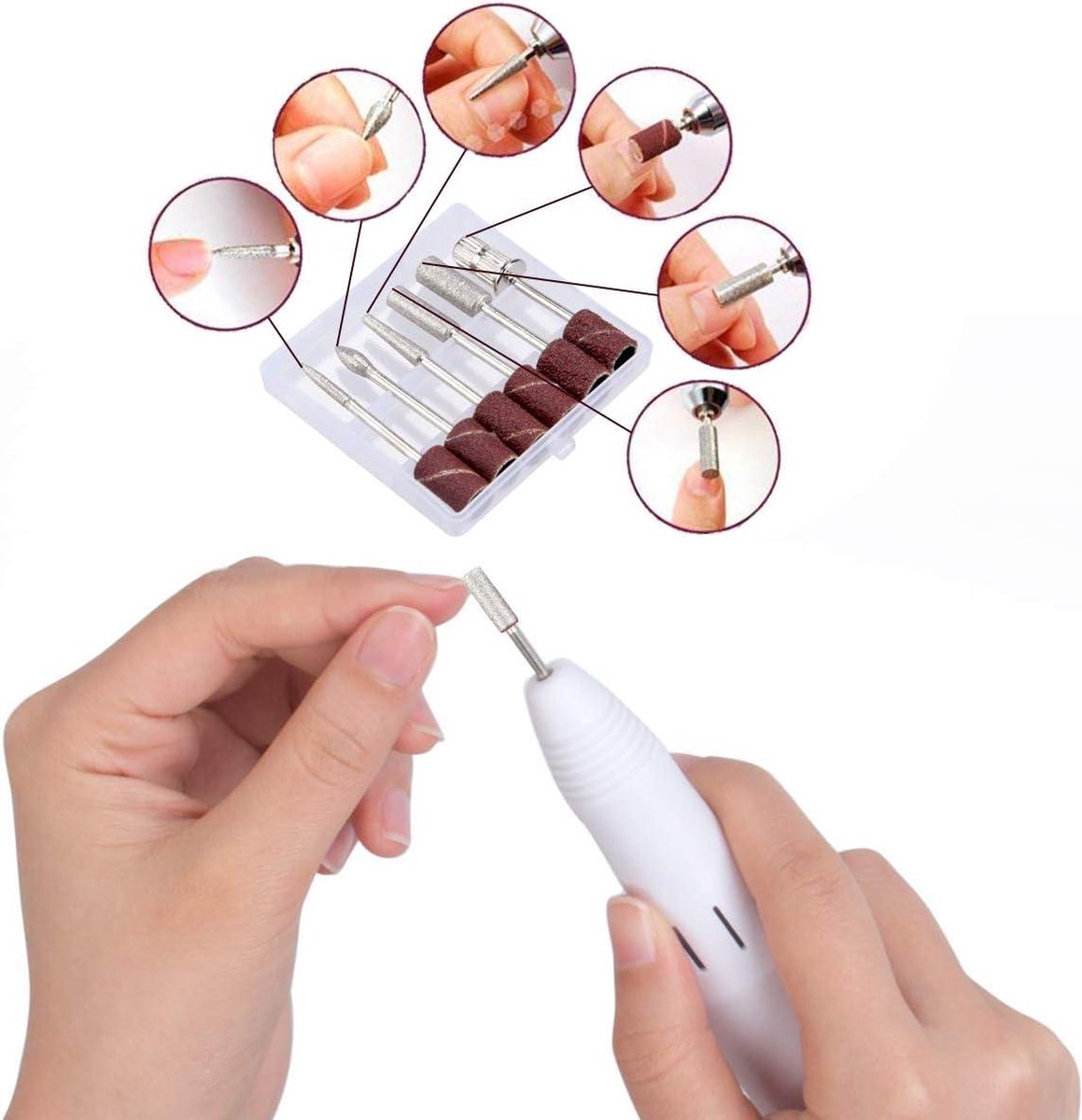 Cadrim Elektrische Manicure-Nagelmachine - Pedicure-Schuurmachine met 6 Opzetstukken voor Salon - Festivalgeschenken Nagelvijl Elektrisch