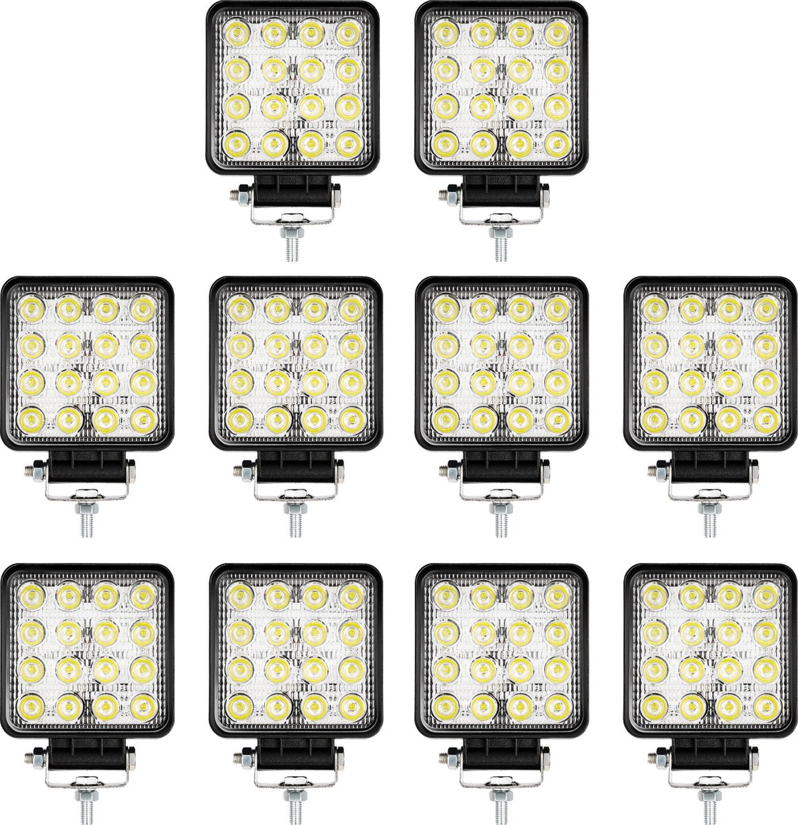 10x led-werklamp 48 watt - werklamp - werkverlichting - veel licht - auto - bus - achteruitrijverlichting - extra led-koplamp voor offroad 12 V 24 V koplamp IP67-waterdicht, achteruitrijlicht voor tractor, auto, graafmachine, SUV, UTV, ATV