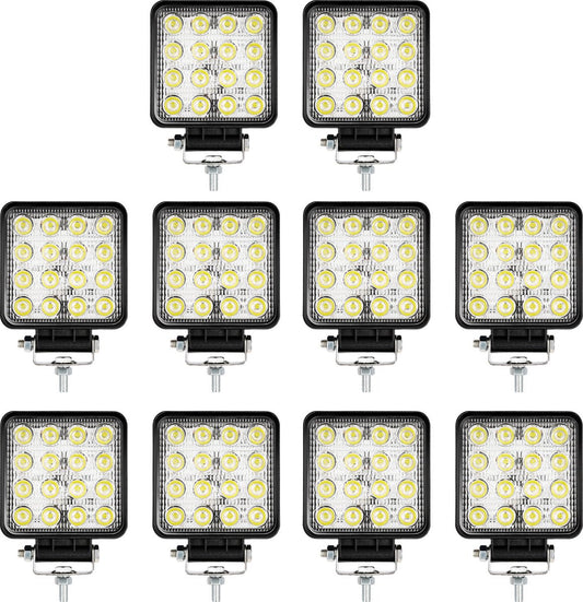 10x led-werklamp 48 watt - werklamp - werkverlichting - veel licht - auto - bus - achteruitrijverlichting - extra led-koplamp voor offroad 12 V 24 V koplamp IP67-waterdicht, achteruitrijlicht voor tractor, auto, graafmachine, SUV, UTV, ATV