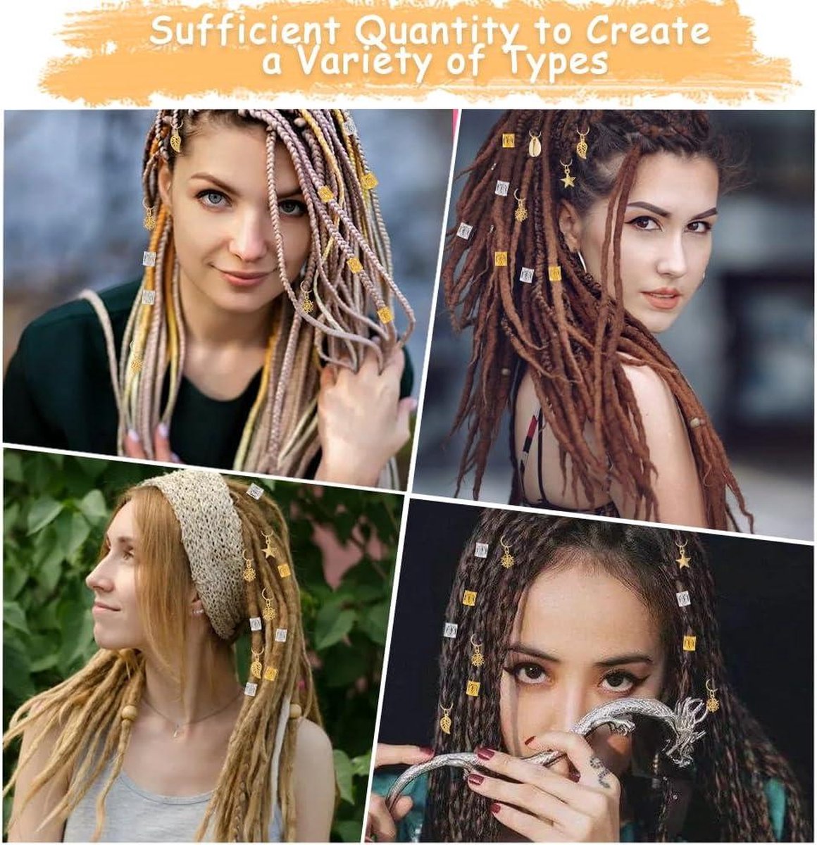 Spiraal Dreadlocks Haarklem Metalen Haarmouwtjes - Vlechtringen Clips - ACWOO Haaranhangers - Vlecht Decoratie - Dreadlocks Accessoires voor Dames Heren - Hip Hop Party Muziek Festival