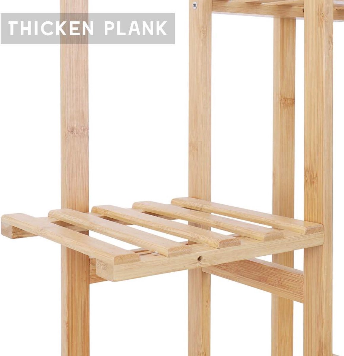 Bamboo Plant Ladder 6 Pot Plants Pot Holder Stand High 5 Tiers - Indoor Outdoor Storage Display Rack - Waterproof Flower Stand with Stand for Bonsai Patio Garden Plant Ladder