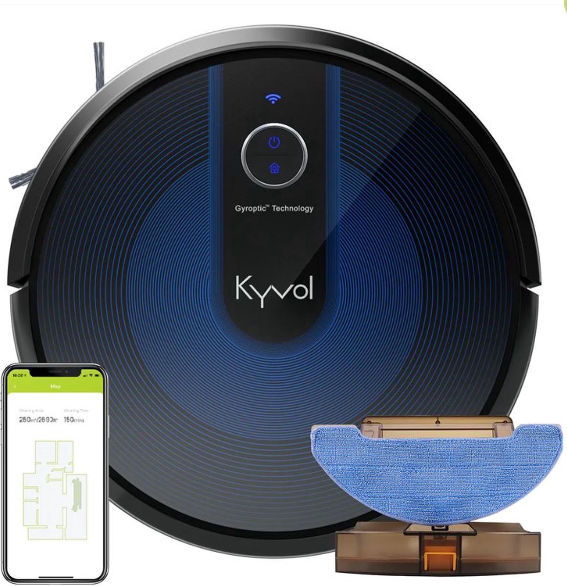 Kyvol E31 smart robotstofzuiger/dweilrobot met oplaadstation - zwart