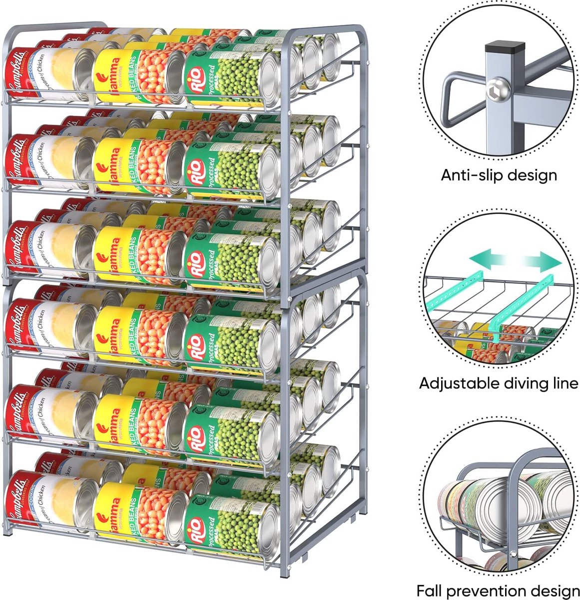 Blikjeshouder koelkast, blikjesdispenser koelkast organizer, blikjesrek organizer, set van 2 koelkast blikjesdispensers voor drankblikjes, bier, ingeblikt voedsel opslag blikjesrek met 3 niveaus,