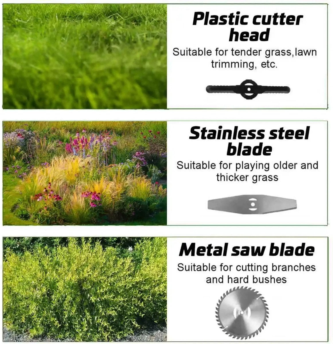Iptrading - grastrimmer - nom 800 W onkruid wieden - 2 batterijen - gras trimmen - handzaam makkelijk te gebruiken - diverse snijmessen