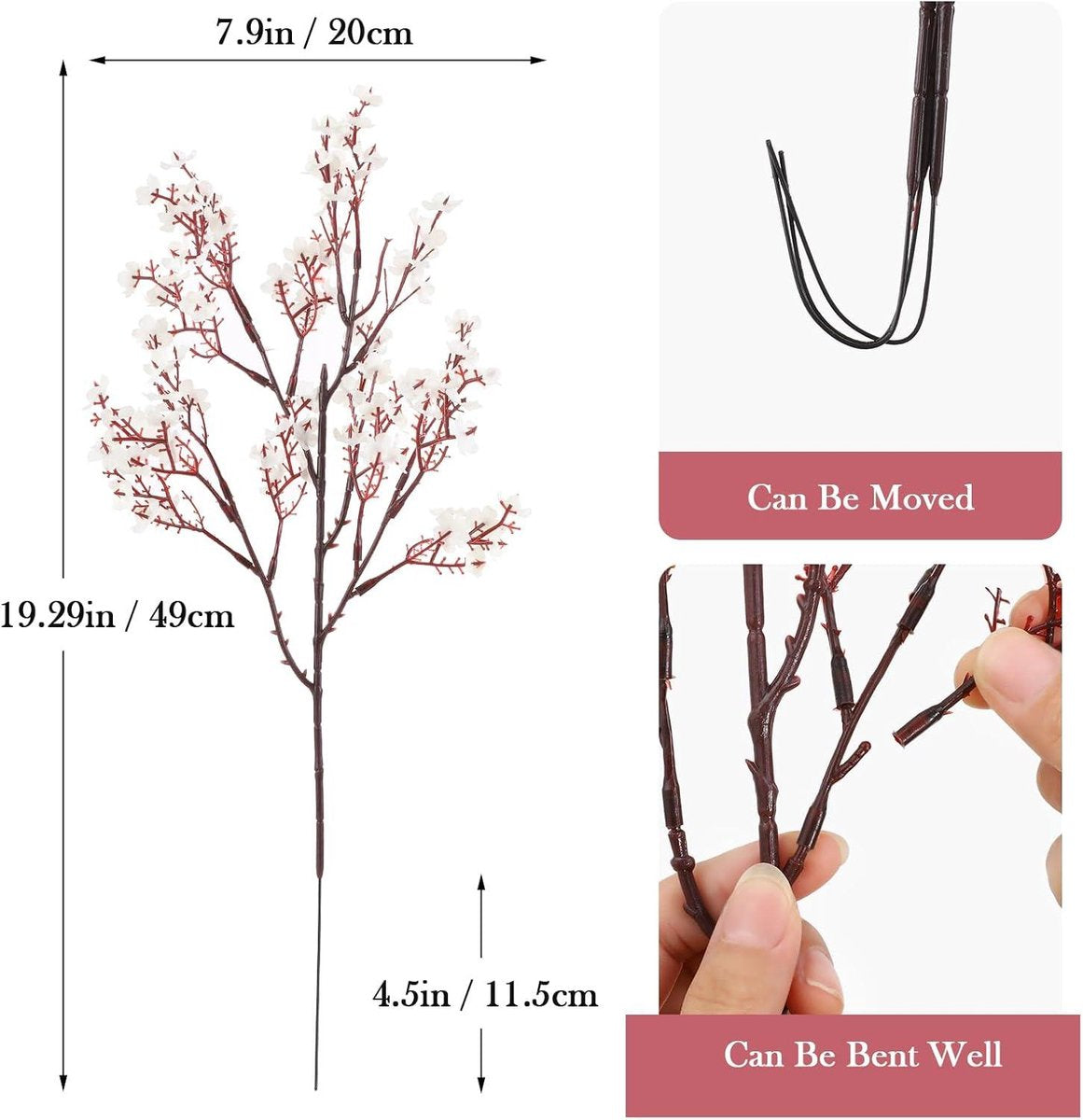 Kunstbloemen gipskruid DIY bruidsboeket - 12 stuks witte herfstdecoratie kunstboeket