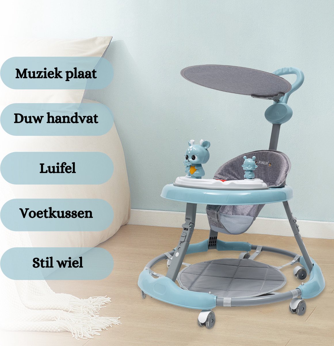 Loopstoeltje Baby - Luxe Loopstoel - 3-in-1 - Verstelbare Loopwagen - Opvouwbaar - Jongen & Meisje - Roze