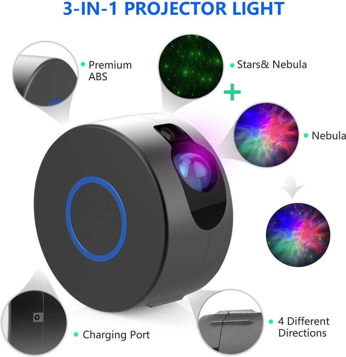 Star Projector - Projection Lamp - Galaxy Projector - Star Projector - Night Light - Starry Sky - LED Lamp - grey