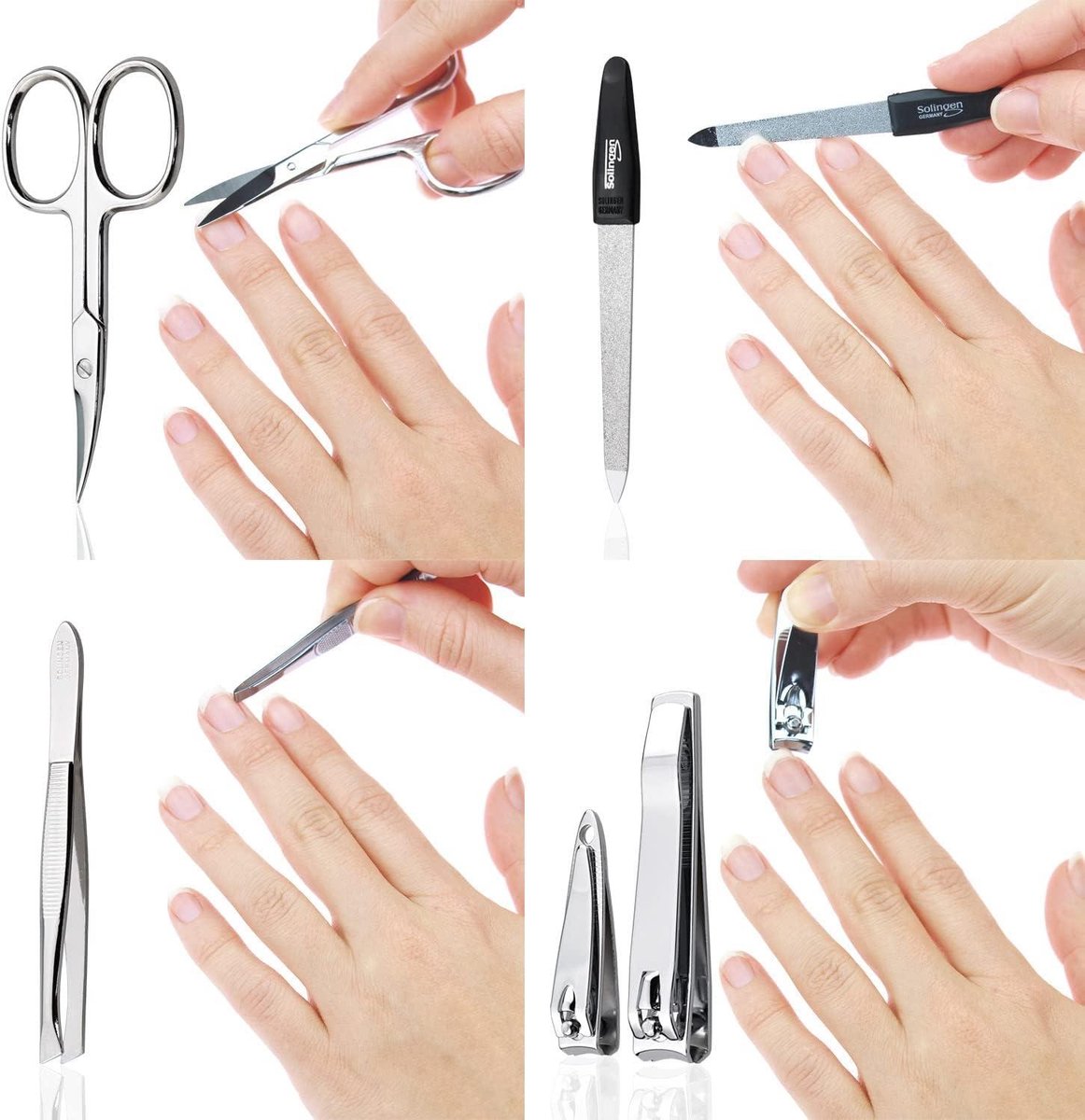 Manicureset nagelset voor mannen en vrouwen, 5-delig - vijl uit Solingen - necessaire - reizen