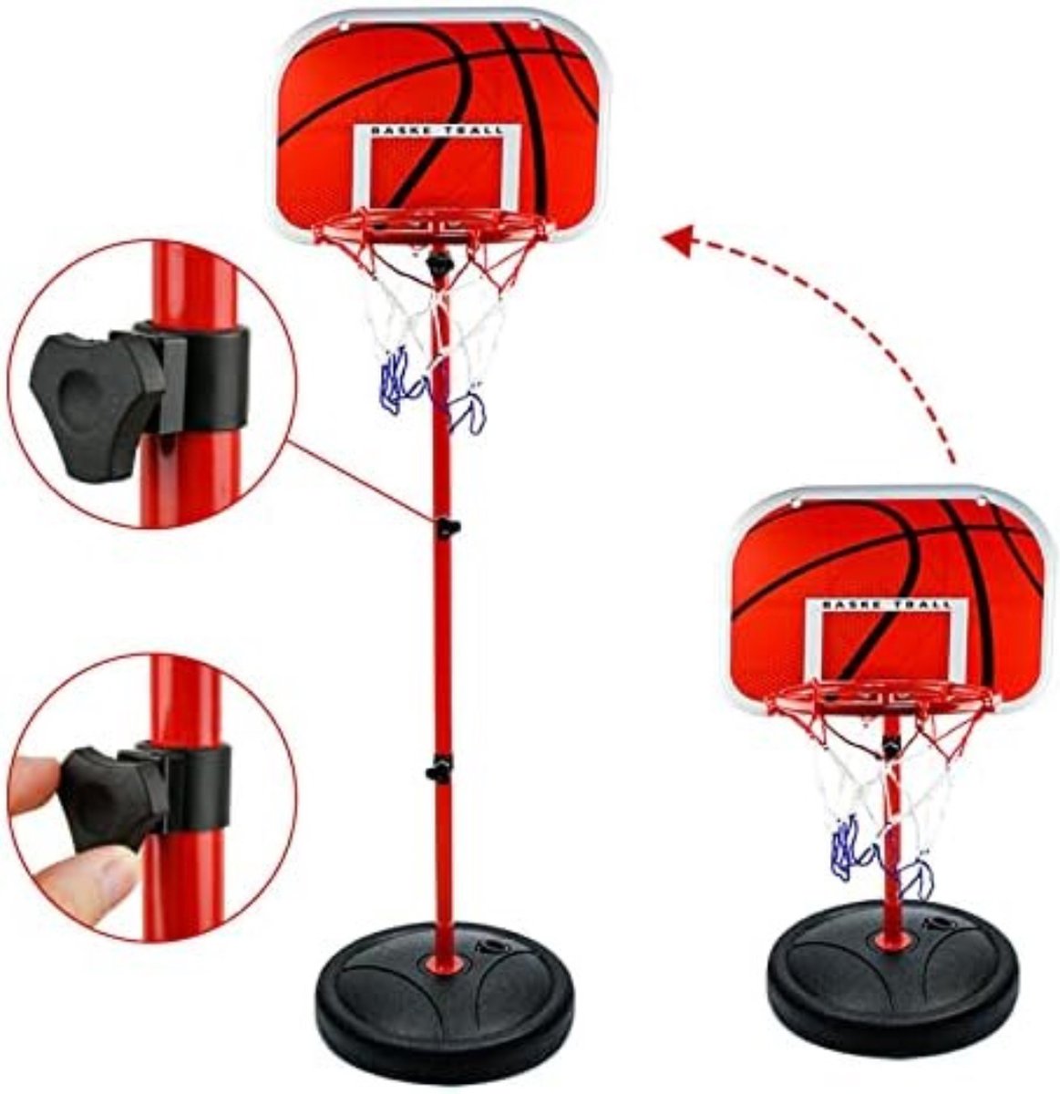 Outdoor Basketbalring - Basketbalpaal met Standaard - Basketbalpaal voor Kinderen - Verstelbare Basketbalpaal - 63 tot 150cm