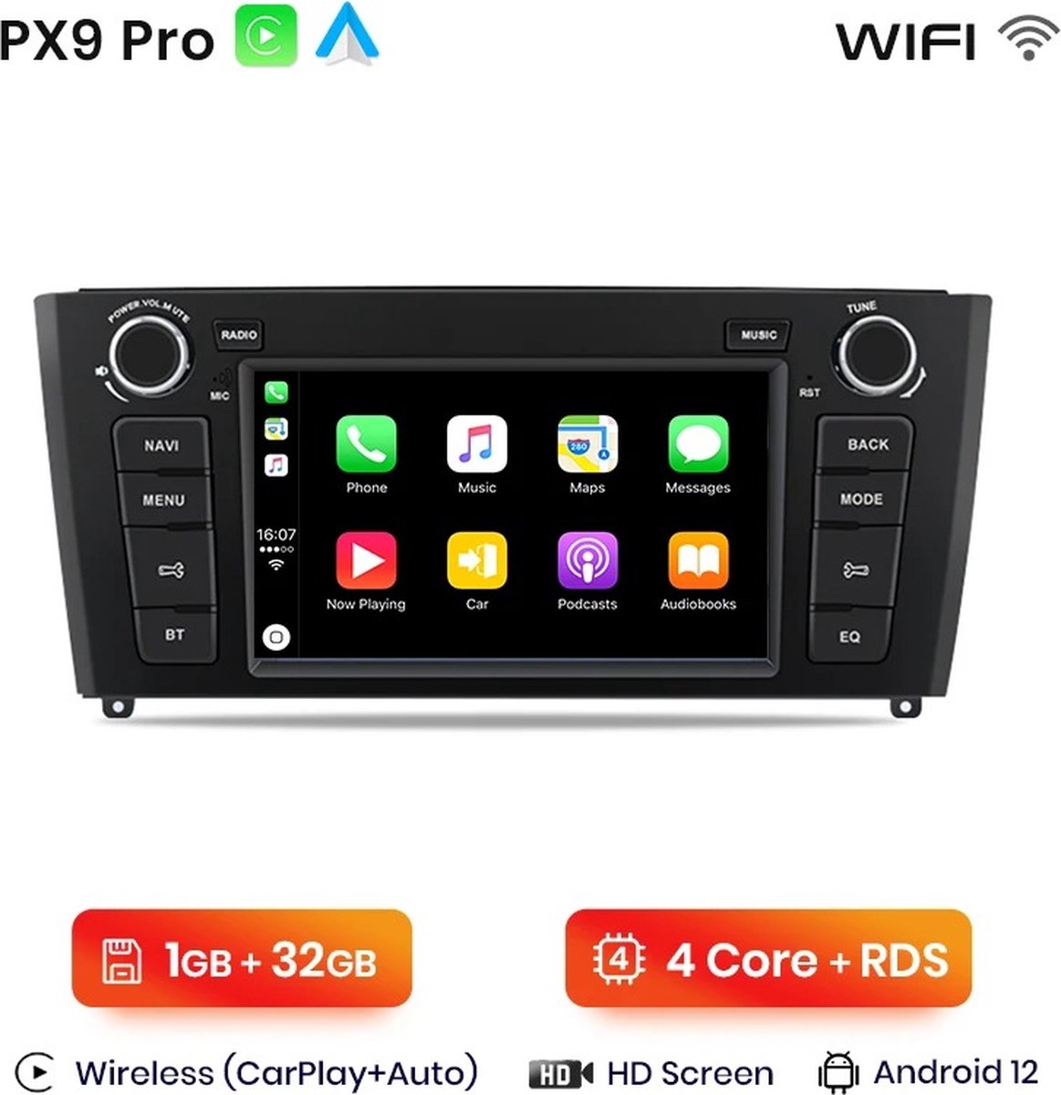 Universal Car Radio - Car Radio with Bluetooth - Car Radio Apple Carplay - Android Auto - 7 Inch