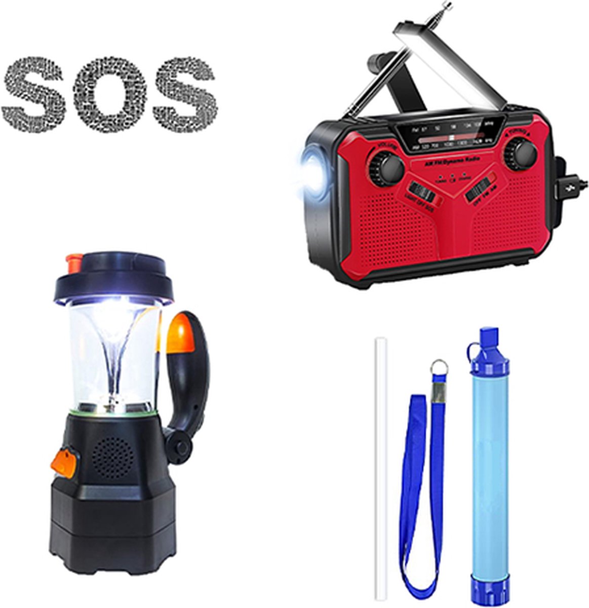 Emergency Kit Quality - survival set - emergency kit - home emergency kit - 3-piece set - emergency radio - water filter - survival lamp - power bank