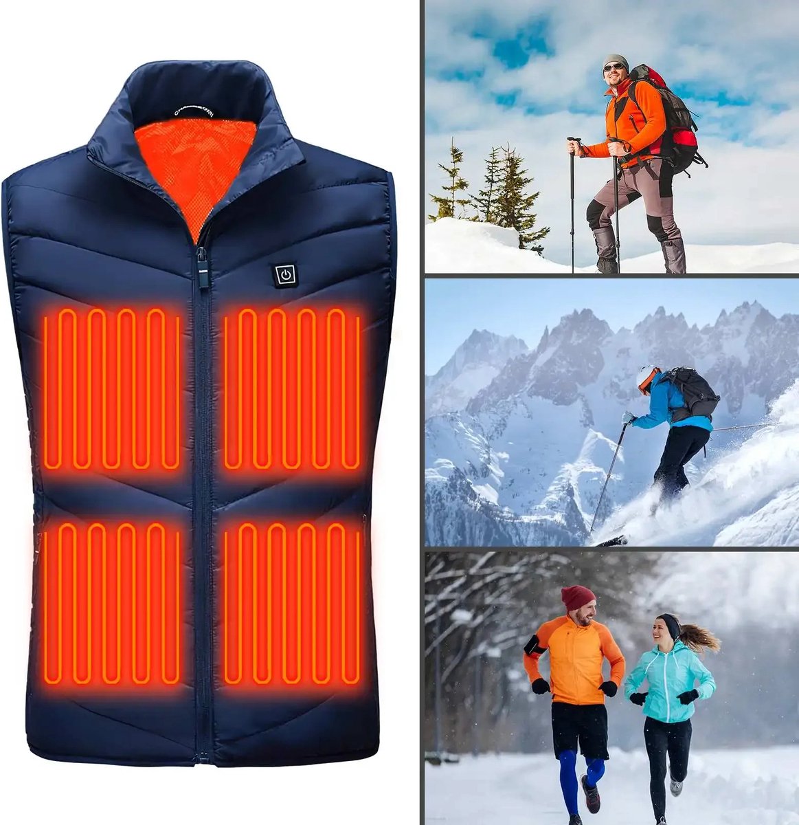 Heated Vest met Grafeen en USB - Wasbaar Elektrisch Verwarmd Jack voor Mannen en Vrouwen, Sport- en Buitenactiviteiten | Maat L | Verwarmd Sportjack
