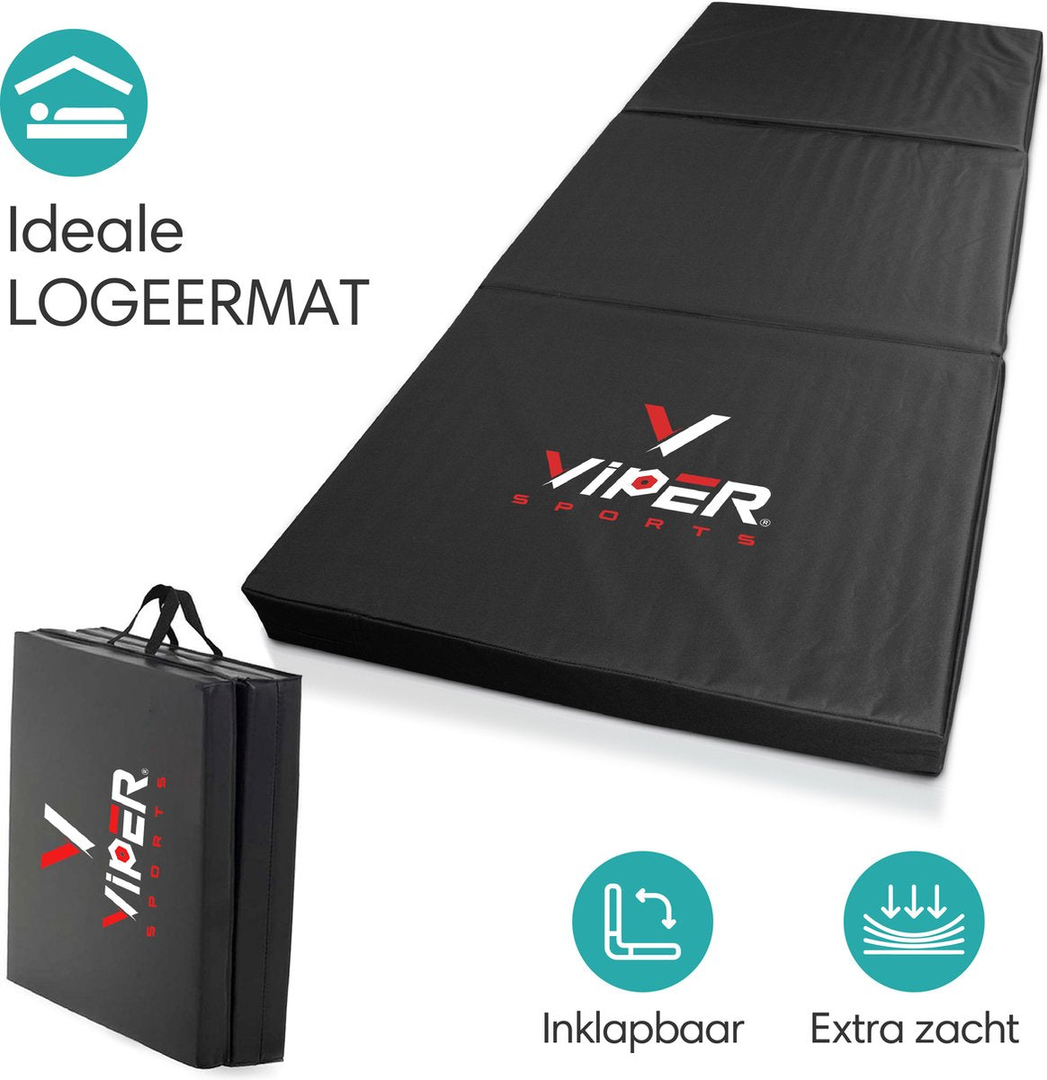Viper Sports SleepFlex - 195 x 85 x 10 cm - Professional Foldable Sleeping Mat - Camping Mat - Outdoor Mat - Portable Mattress - Extra thick – Black