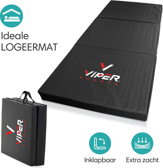 Viper Sports SleepFlex - 195 x 85 x 10 cm - Professional Foldable Sleeping Mat - Camping Mat - Outdoor Mat - Portable Mattress - Extra thick – Black