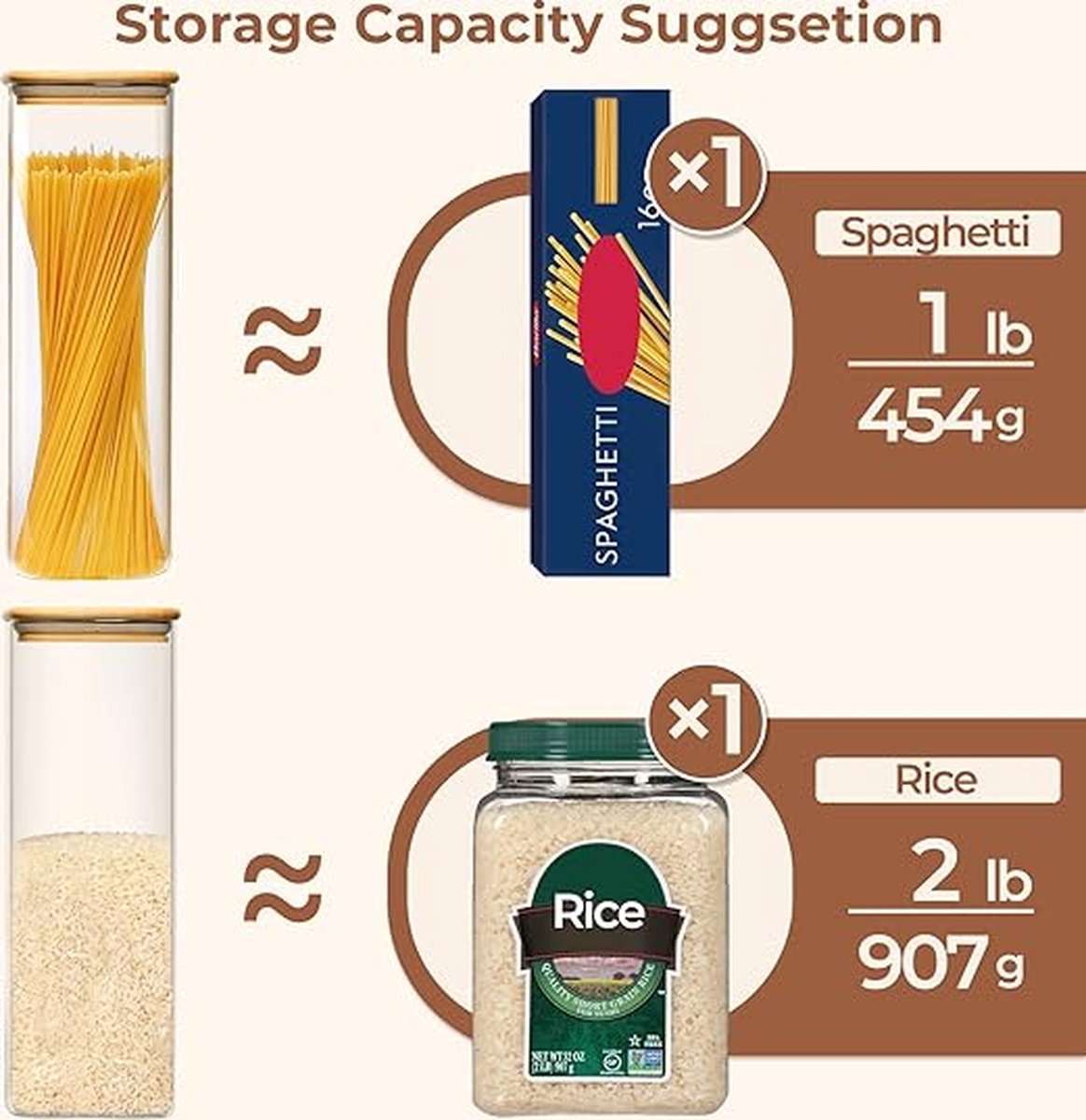WINKEL YOLO-Opbergpot Spaghetti -2100 ml Glazen-met Bamboe Deksel voor Pasta-Koffiebonen-Set van 3