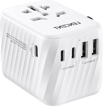 Reisadapter Wereldwijd Universele Reisstekker Wereldwij met 3 USB C en 2 USB A Poorten - Internationale Adapter voor 200+ Landen EU UK DE FR ES CN USA JP IT AUS