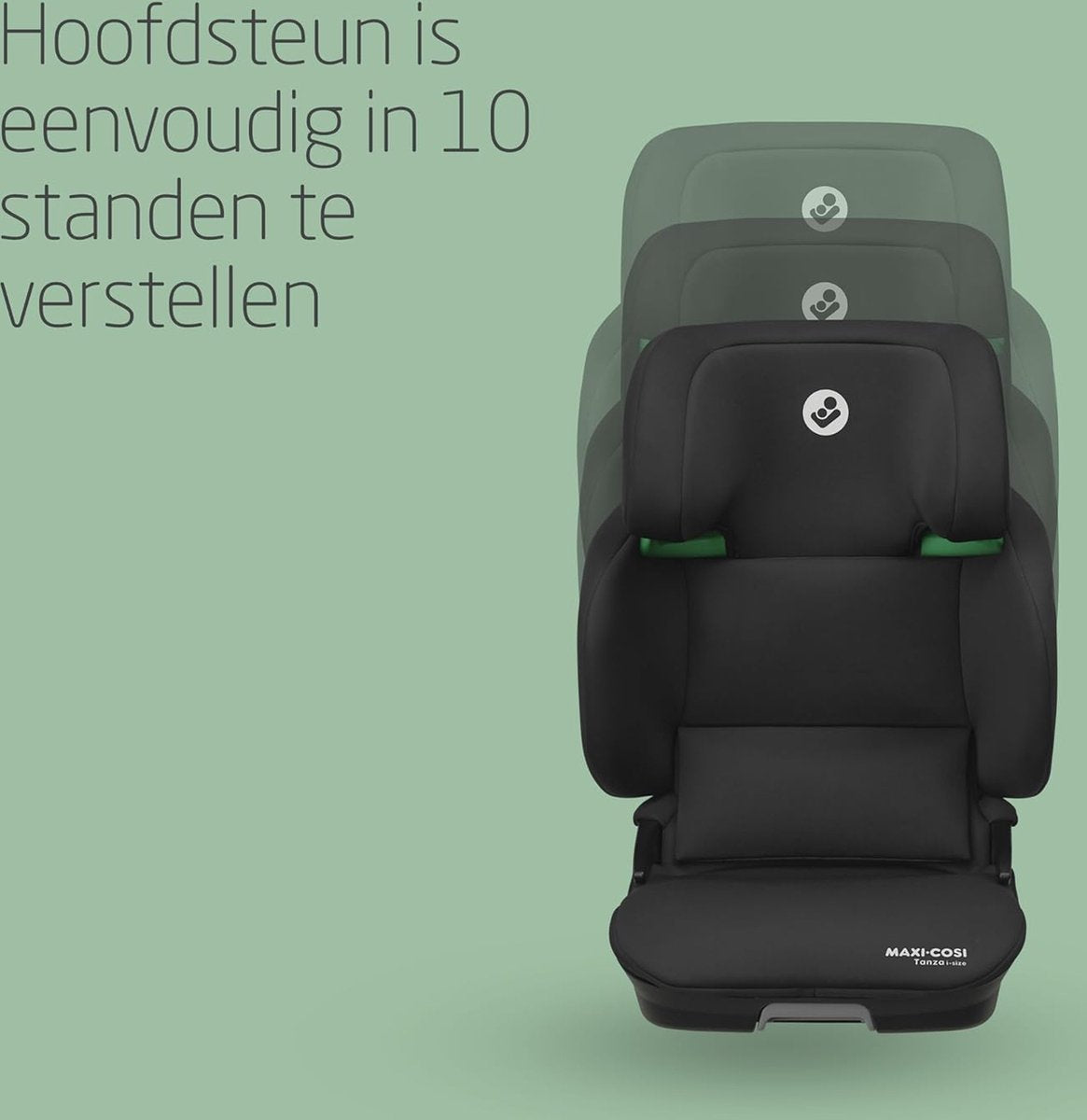 Maxi-Cosi Tanza i-Size, Draagbare Autostoel voor Kinderen, 3,5-12 jaar, 100-150cm, Opvouwbare Autostoel, 10 Hoofdsteunposities, G-CELL-bescherming, Gewatteerde & Verhoogde Zitting, Full Black