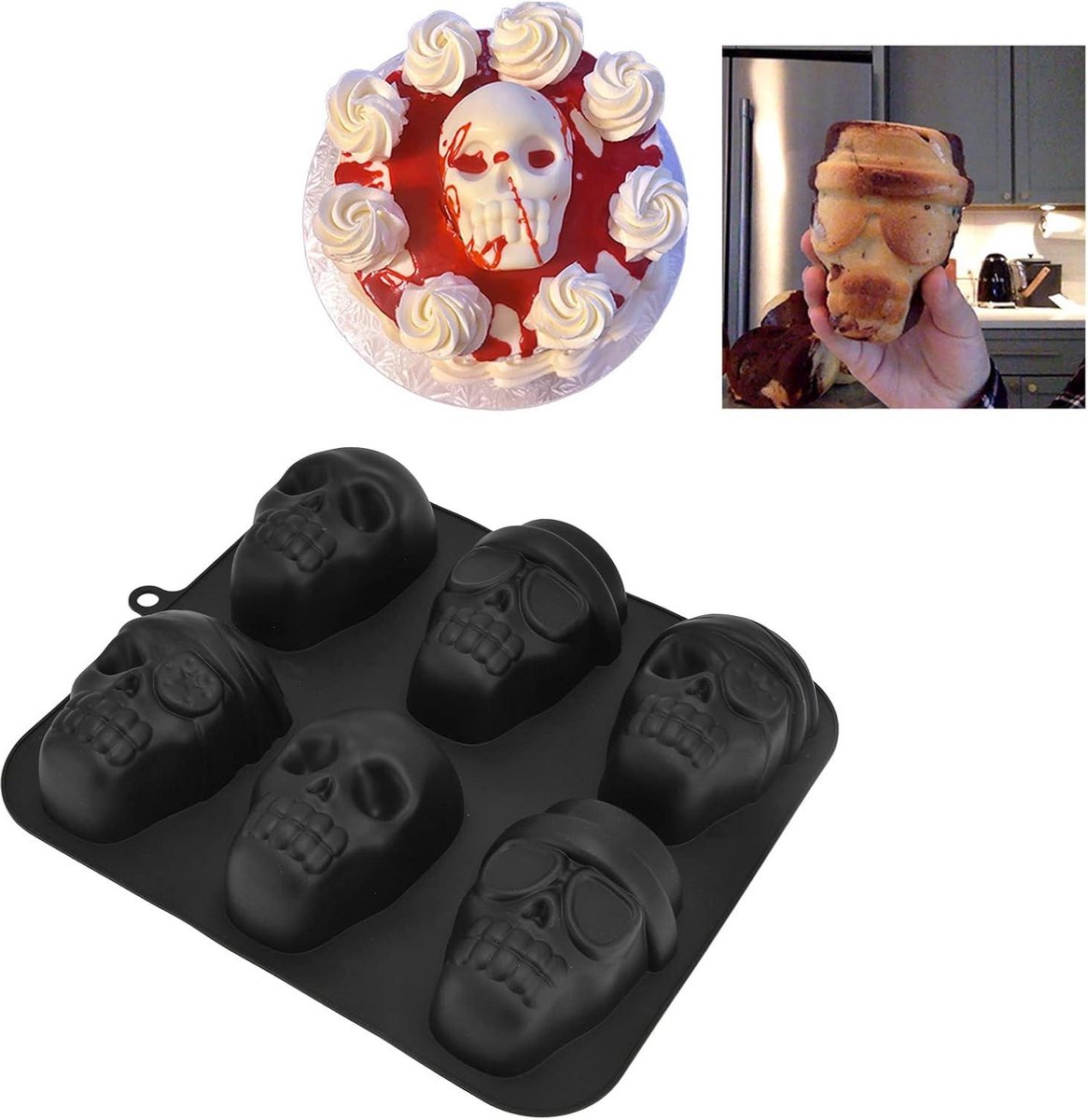Haunted Skull Siliconen Antiaanbak Chocoladevorm - Bakvormen voor Gummis, Chocolade voor Halloween en Verjaardagsfeestjes