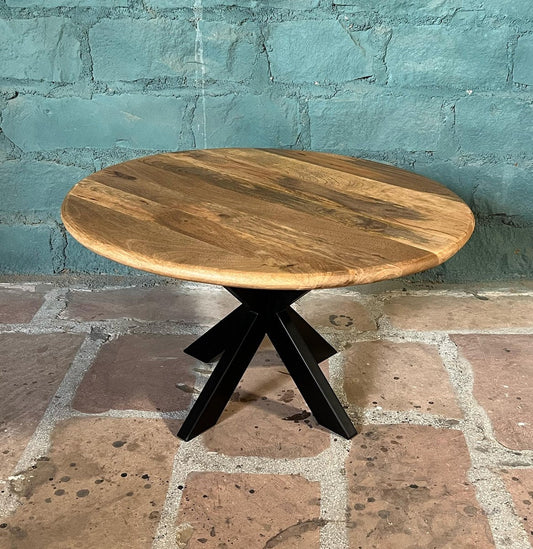 Zita Home salontafel van 80 cm rond en 45 cm hoog - ronde rand - massief hout - metalen frame