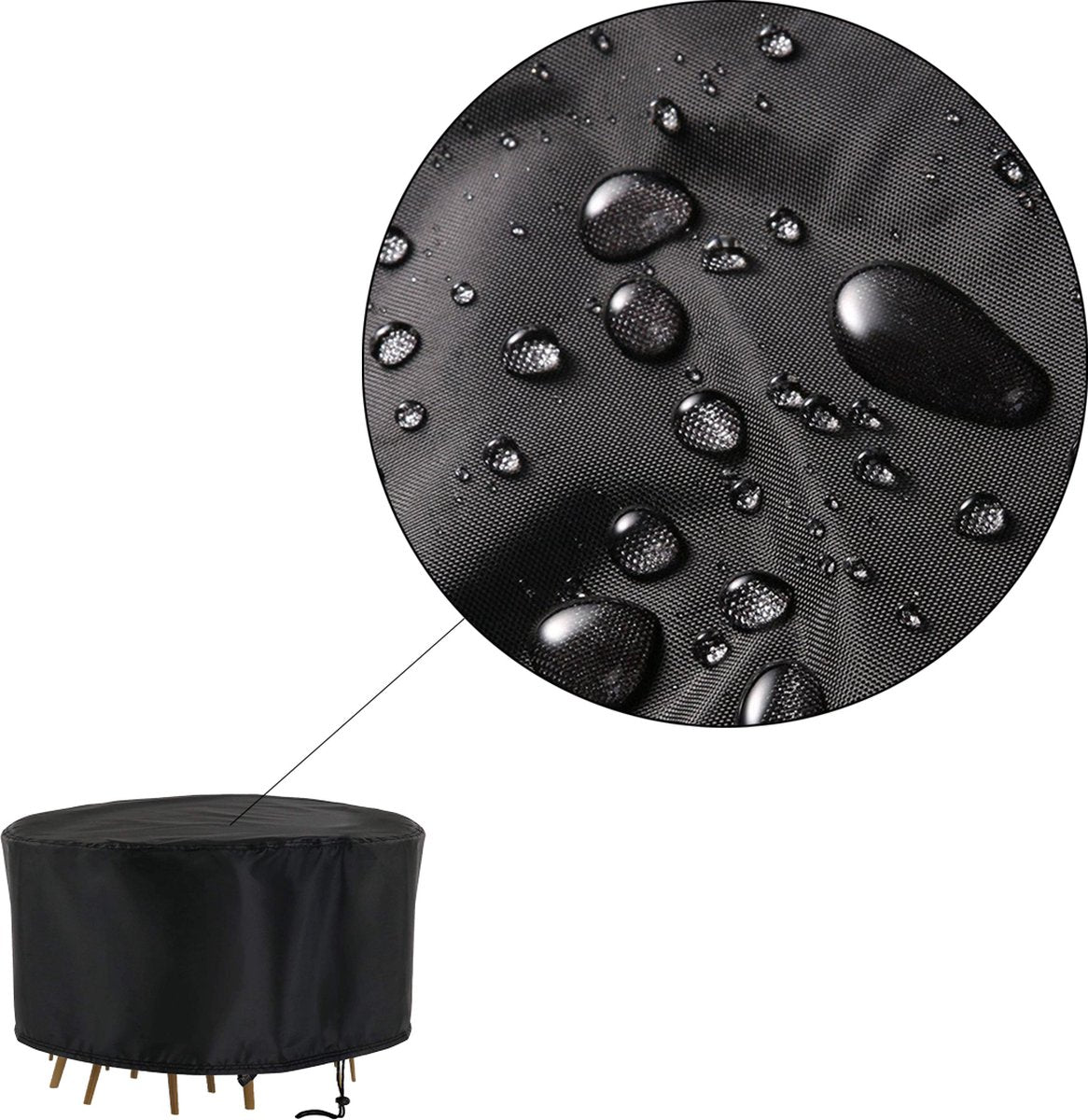 Round Garden Furniture Cover - 230 cm x 110 cm - Black - Protective Cover for your Garden Set - Garden Furniture Protective Cover