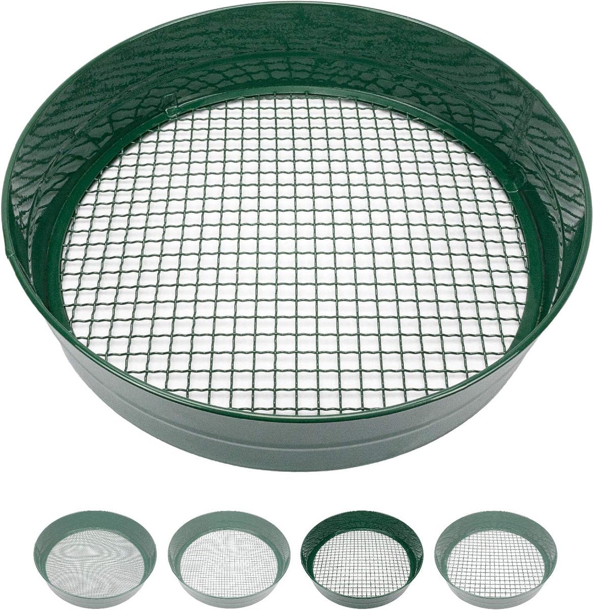Garden sieve in various mesh sizes, round sieve 33 cm diameter, soil sieve for seed, earth, compost, stones, weeds, gravel | stackable | very robust | rust-resistant (9 mm)