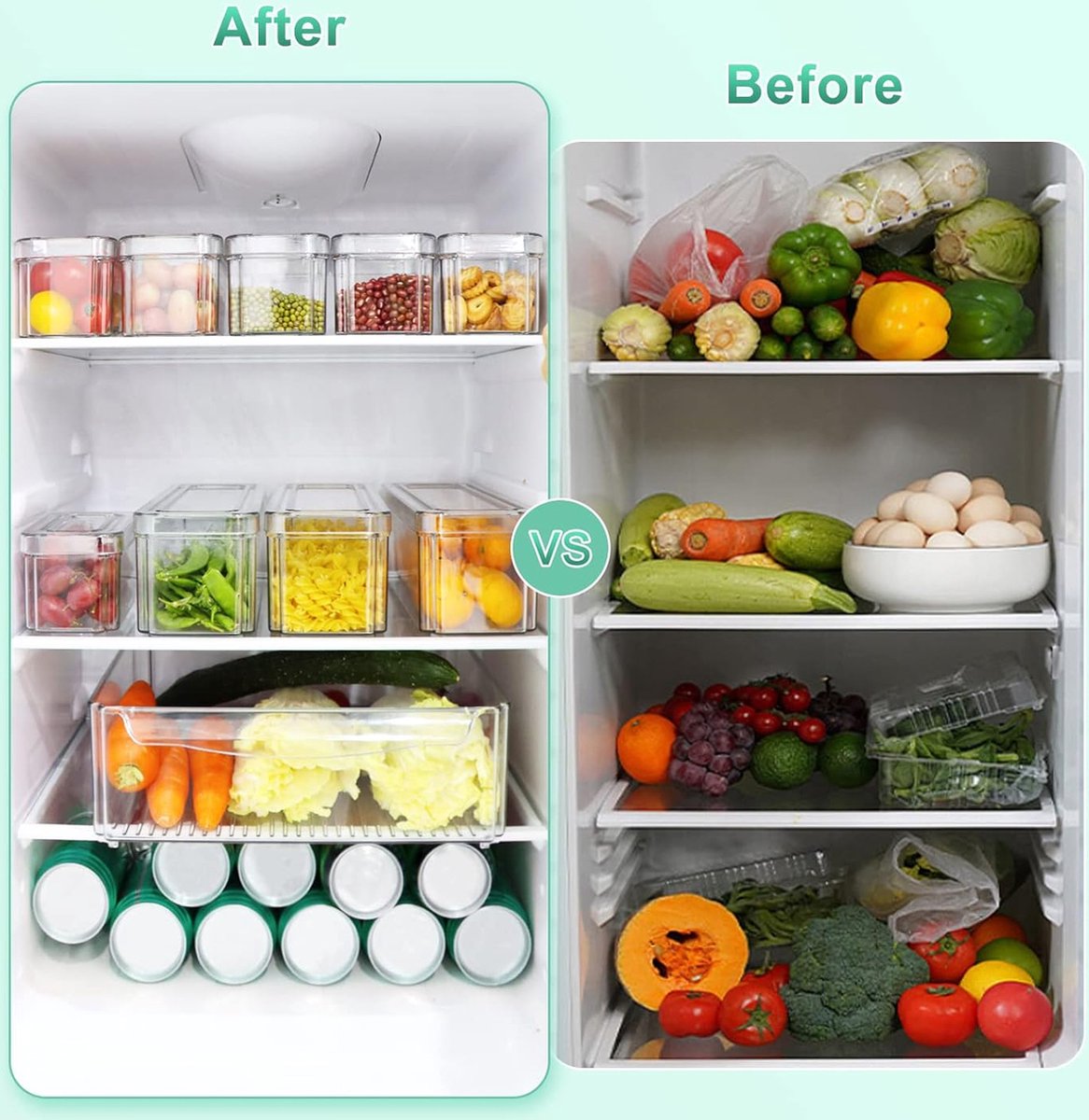 Refrigerator Organizer Bins, Clear Organizer Bins for Refrigerator Storage in Kitchen, Pantry, Laundry Room, Bathroom, Set of 10