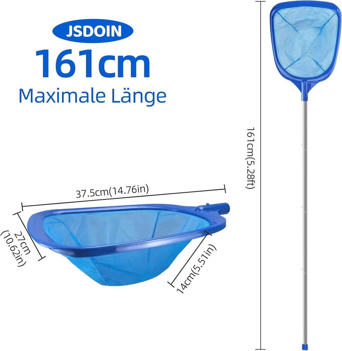Green Harmony 160 cm skimmer zwembadreiniging-schepnet-fijnmazig-13 m lange aluminium stang-175 cm diep-schepnet-voor-zwembad-spa-vijvers-whirlpools Green Harmony - Schepnet vijver