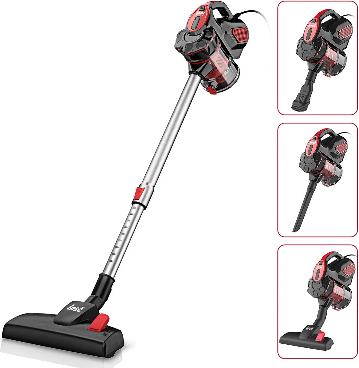 Steelstofzuiger met snoer - Stofzuiger - Handstofzuiger - Stofzuiger - 2-in-1 borstel - 600W - Voor elk oppervlak - Lichtgewicht - 7 meter snoer