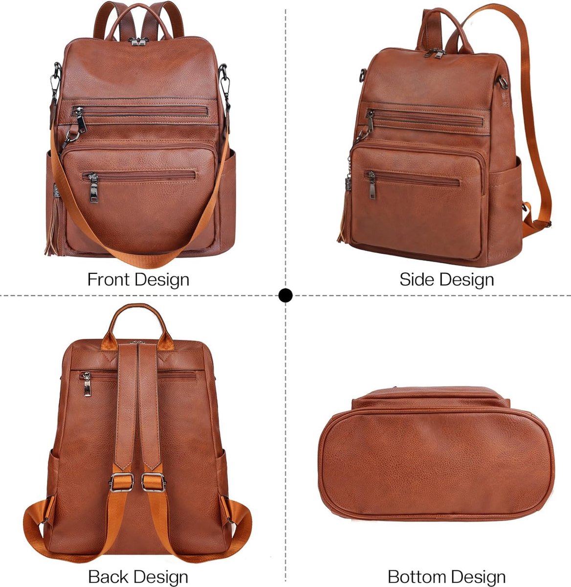 Women's PU Leather Backpack - 32 x 31 cm - Compact size - Waterproof Casual laptop bag School Shoulder bag for Ladies