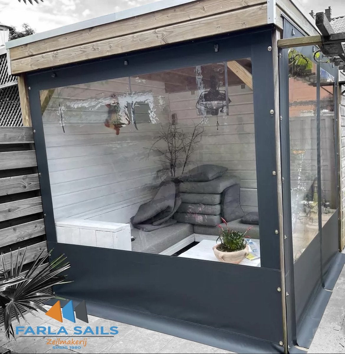 Verandazeil - Antraciet - 3 meter breed 2.48 hoog - Maatwerk mogelijk - Verandazeil - Raamzeil - Veranda - Serrezeil - Raamzeilen - Tuinscherm.