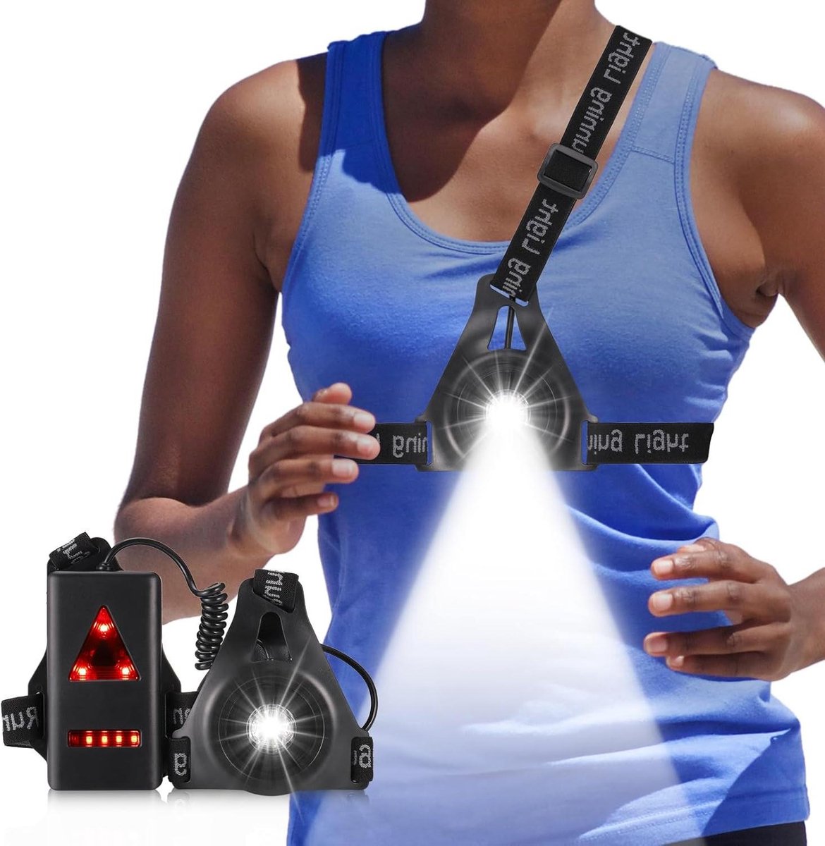 Hardlooplicht USB-oplaadbaar 360° reflecterend borstlicht waterdicht - JIZZU 250 lumen led-borstlamp sport looplicht Hardloopverlichting