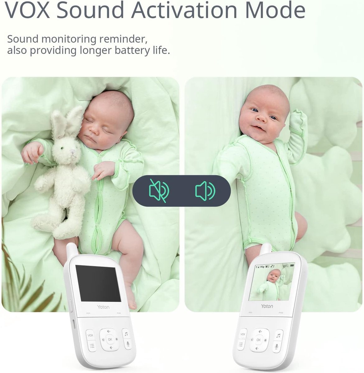 Babyfoon camera met 2,7 inch LCD scherm, nachtzicht en temperatuurbewaking - Tweeweggesprek en USB-C oplaadkabel inbegrepen