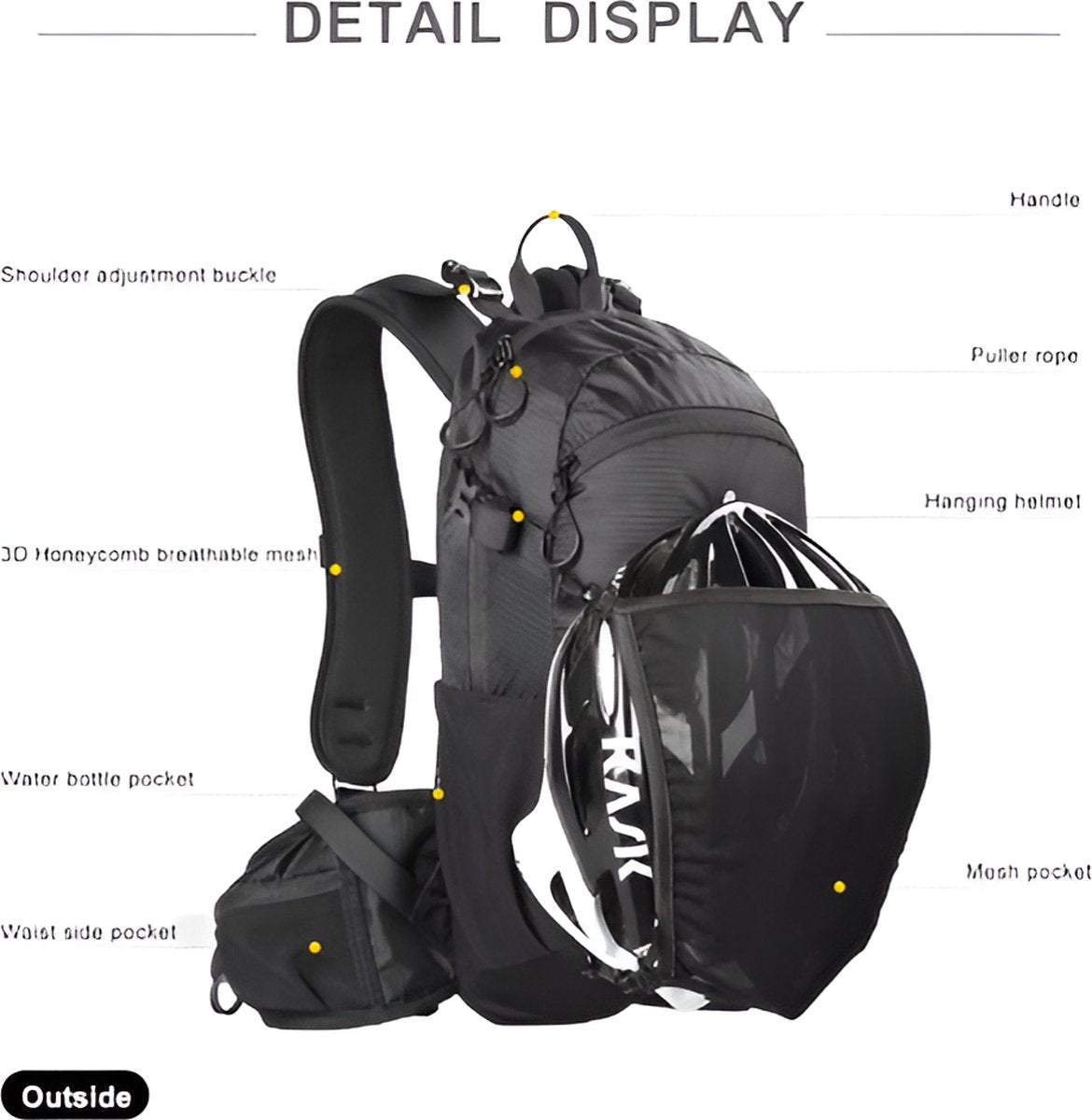 E-Shop4u® - Wandelrugzak 12L - Waterdicht - Backpack Fietsen - 2L Waterzak - Zwart