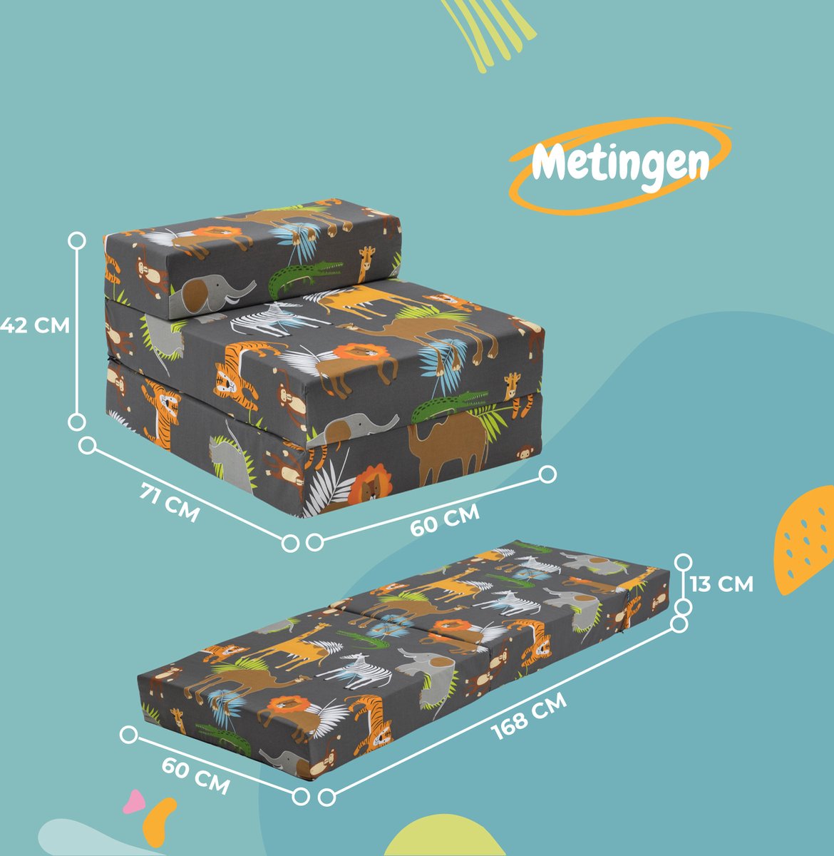 Kids Opvouwbare Matras - Logeermatras Opvouwbaar - Zetelbed - Kinderen Vouwmatras - Kinder Opvouwbaar Matras 1 Persoons - Logeerbed voor Kinderen