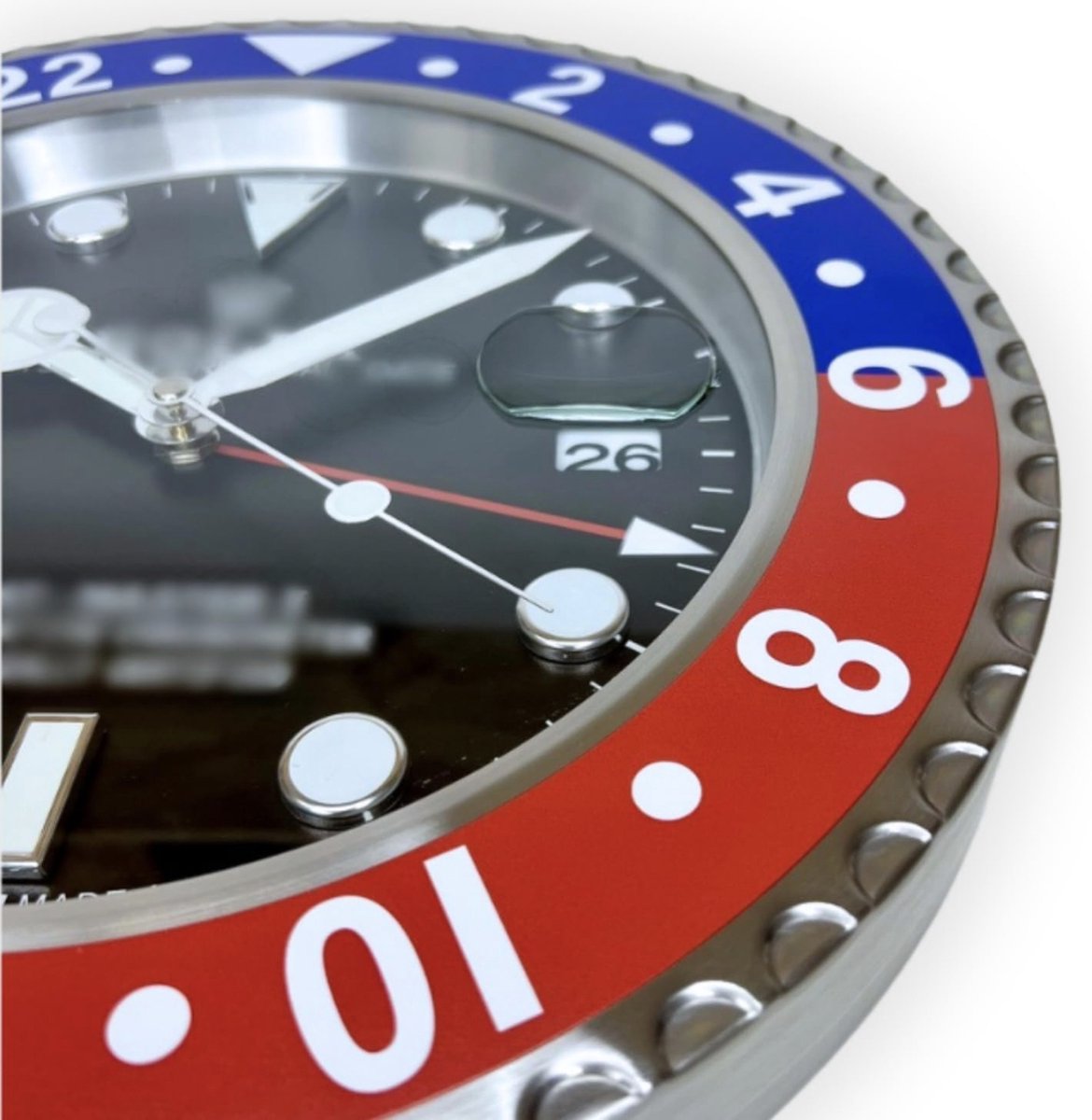 Rolex Wandklok - GMT Master Pepsi - Moderne Wandklok - Automatische Klok - Glow in the the dark wijzers - Rolex Horloge - Rood & Blauw