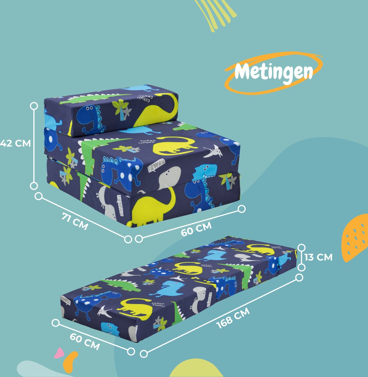 Kids Opvouwbare Matras - Logeermatras Opvouwbaar - Zetelbed - Kinderen Vouwmatras - Kinder Opvouwbaar Matras 1 Persoons - Logeerbed voor Kinderen