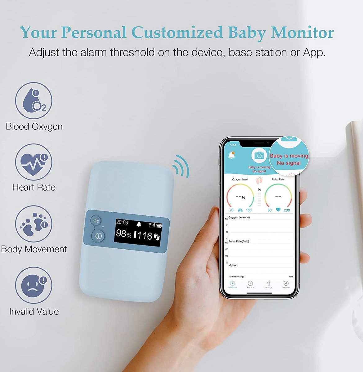 BabyO2 S2 Babymonitor - Babyfoon met Zuurstof- & Hartslagmeter