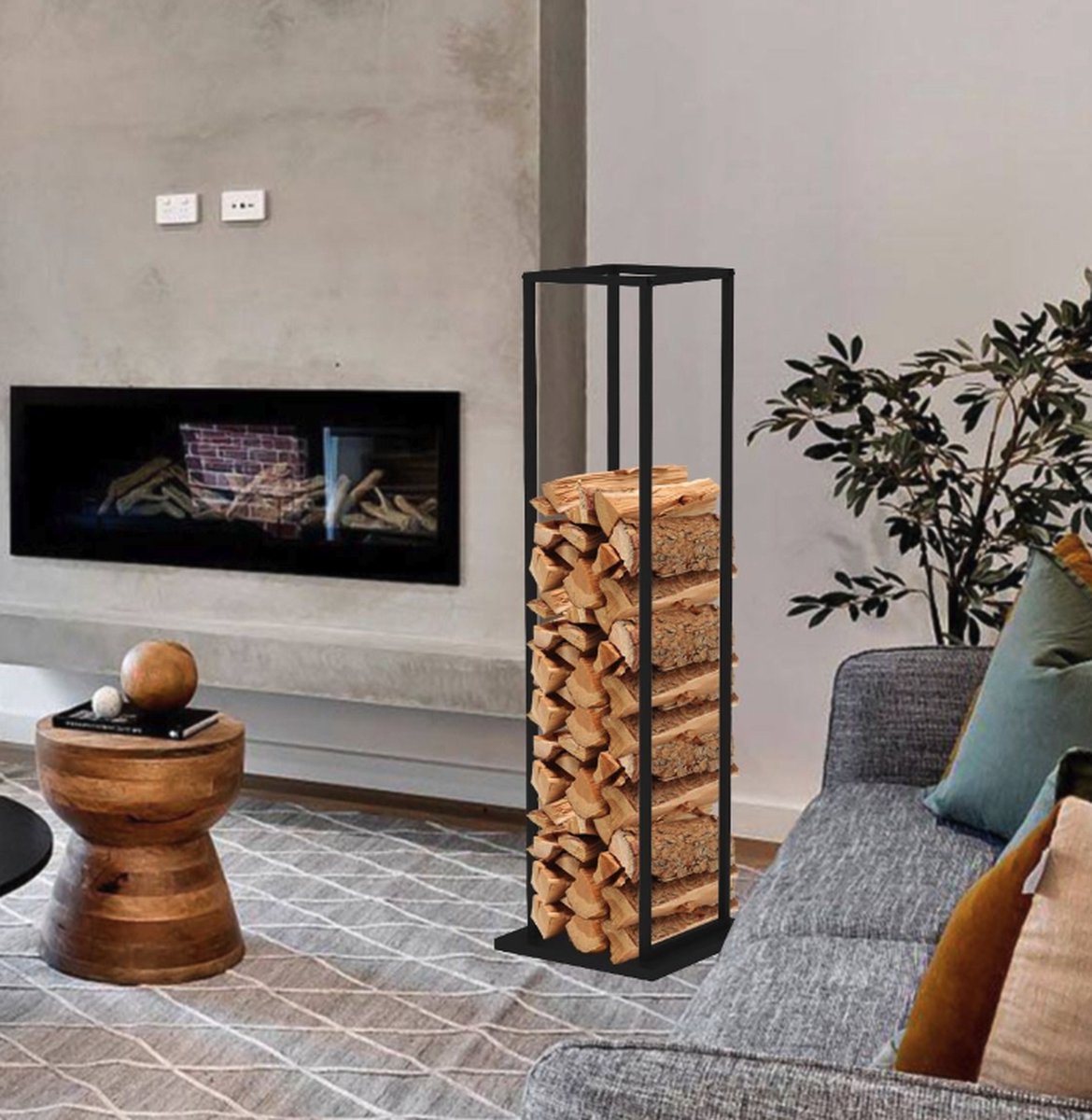Haardhoutrek - Design Houtrek - Houtopslag - 115x33x33cm.