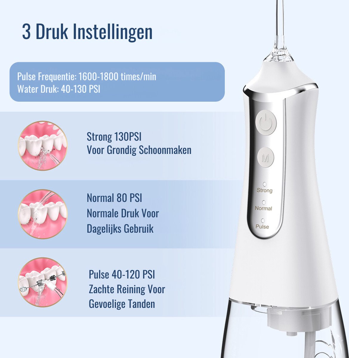 YHS WaterFlosser - Draadloos - 5 Opzetstukken - Monddouche - Elektrisch Flosapparaat - Water Pik - Elektrische Tandenstoker - Duurzaam - Hoge Druk Flossen - Zwart