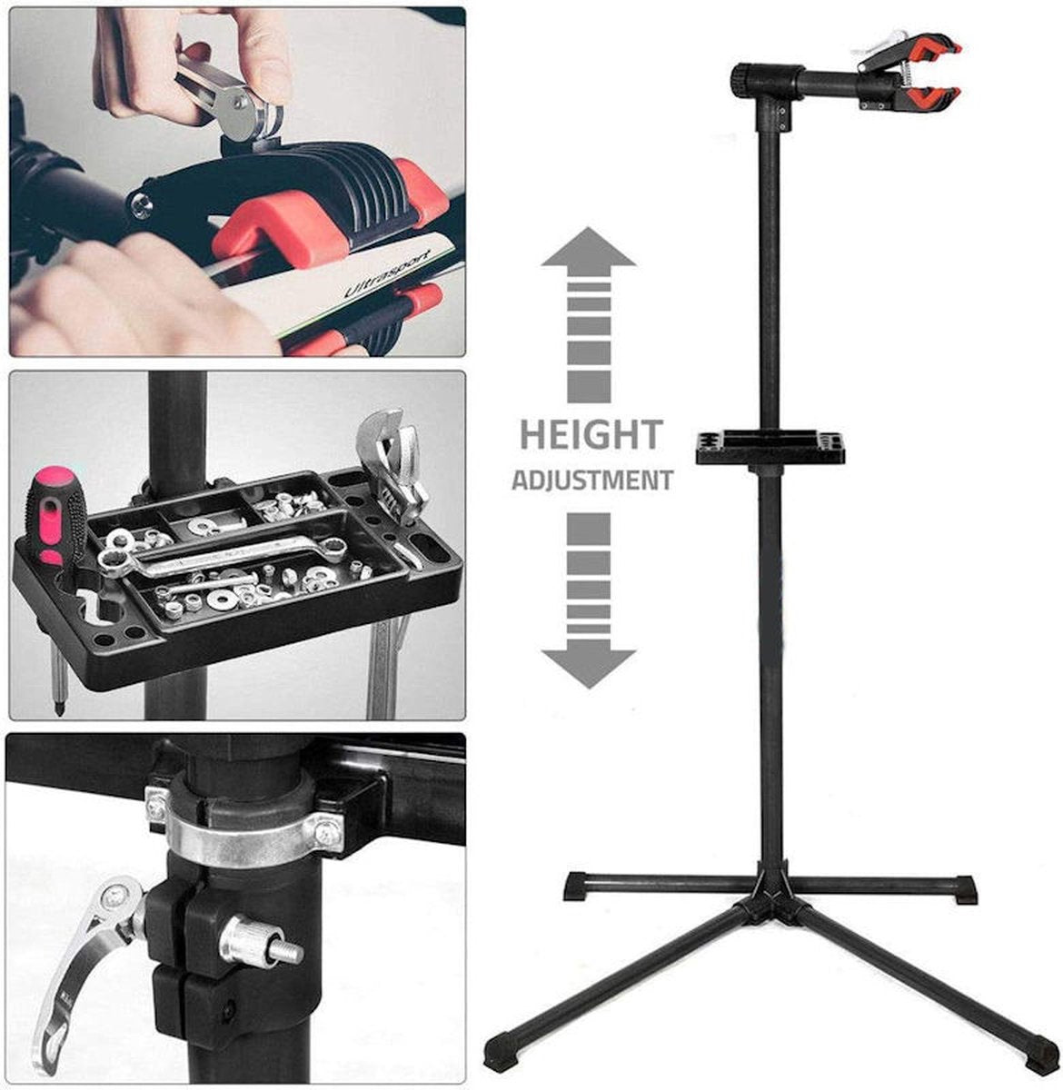 Reparatie Montagestandaard Fiets - 360° Draaibaar - Gereedschapsbak - Fiets Reparatie - Montagesteun - Racefiets - Mtb