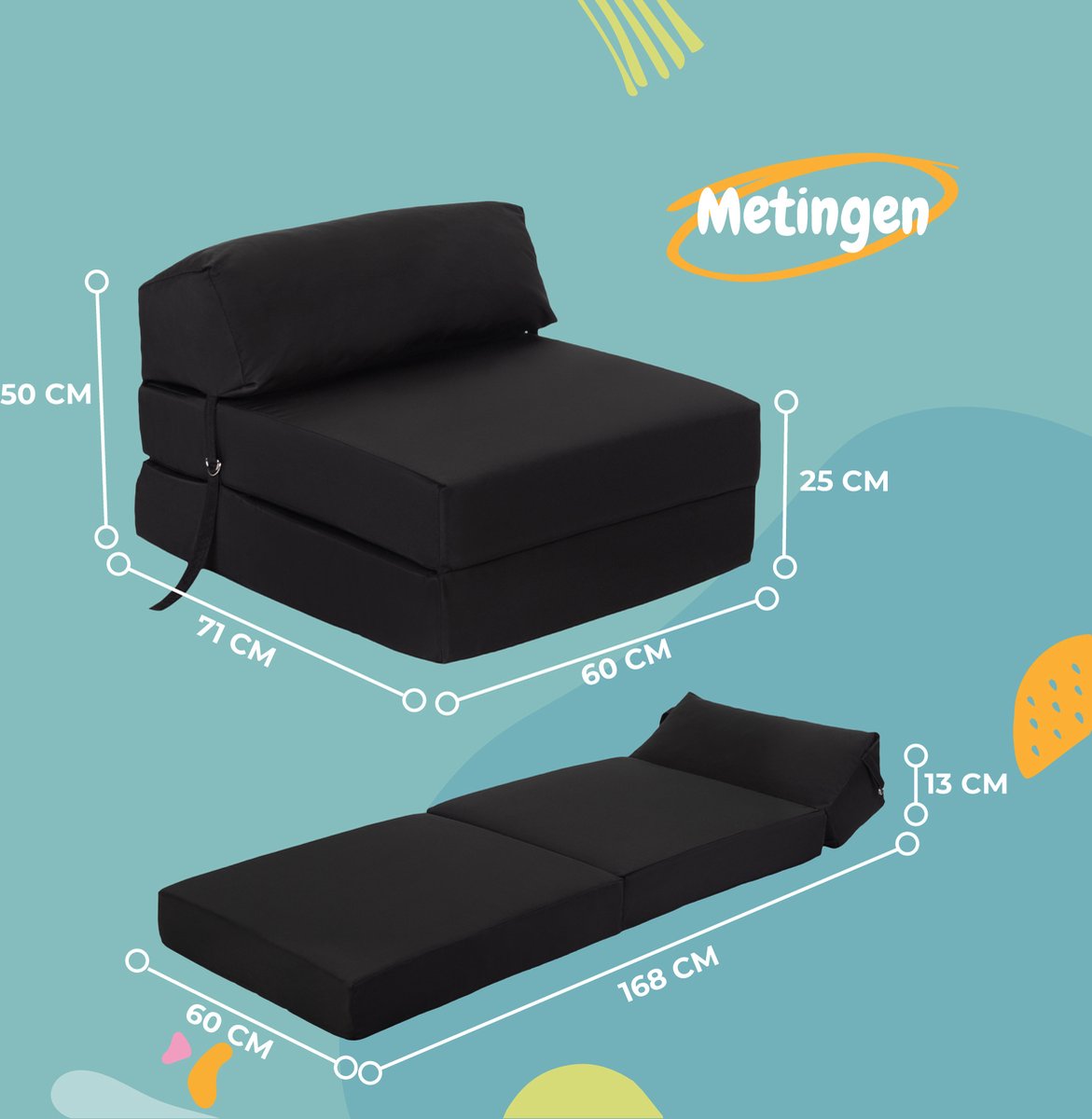 Folding Mattress - Chair Bed - Folding Mattress for Children - Folding Guest Mattress - Camping Mattress - Folding Guest Bed 1 Person