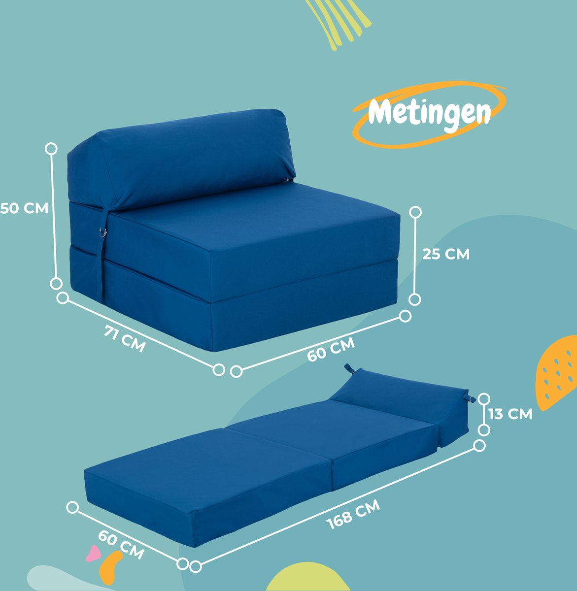 Opvouwbare Matras - Zitbed - Opvouwbare matras voor kinderen - Logeermatras Opvouwbaar - Campingmatras - Opvouwbaar Logeerbed 1 Persoons
