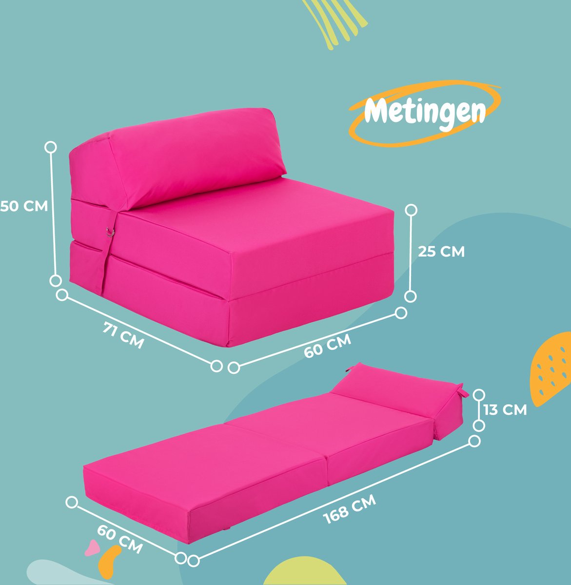 Folding Matras - Slaapbank - Opvouwbare matras voor kinderen - Logeermatras Opvouwbaar - Camping Matras - Opvouwbaar Logeerbed 1 Persoons